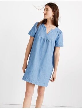Madewell Light Blue Denim V-Notch Top